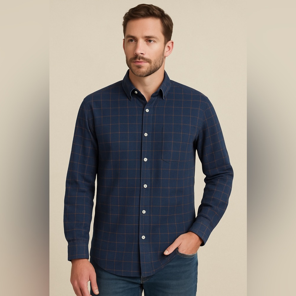 UNTUCKit Giuliano Wrinkle-Free Navy Windowpane Shirt - Size XL